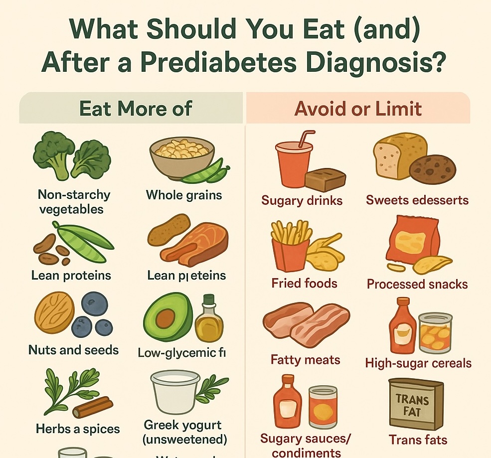 Example Food Chart for Prediabetics with Good and bad Foods